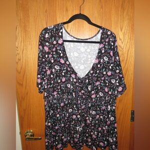 Floral V-Neck Blouse Super Soft